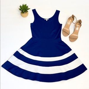 Navy Blue With White Stripes Casual Dress